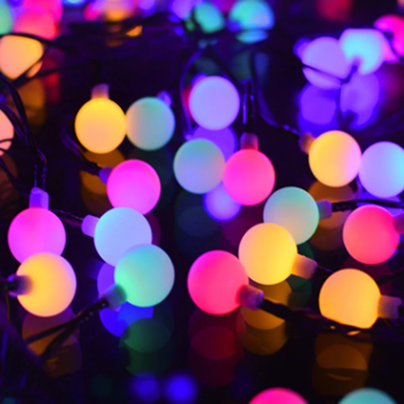 

Solar lights string 50 lights outdoor LED round lights yard Christmas tree holiday activities decorated with colorful lights