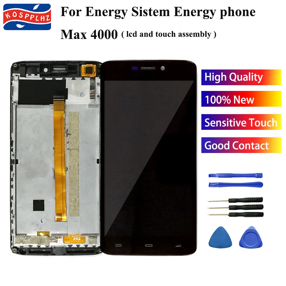

New+Original For Energy Sistem Energy phone Max 4000 LCD Display+Touch Screen Assembly+frame Digitizer Replacement 5.0 in+tools