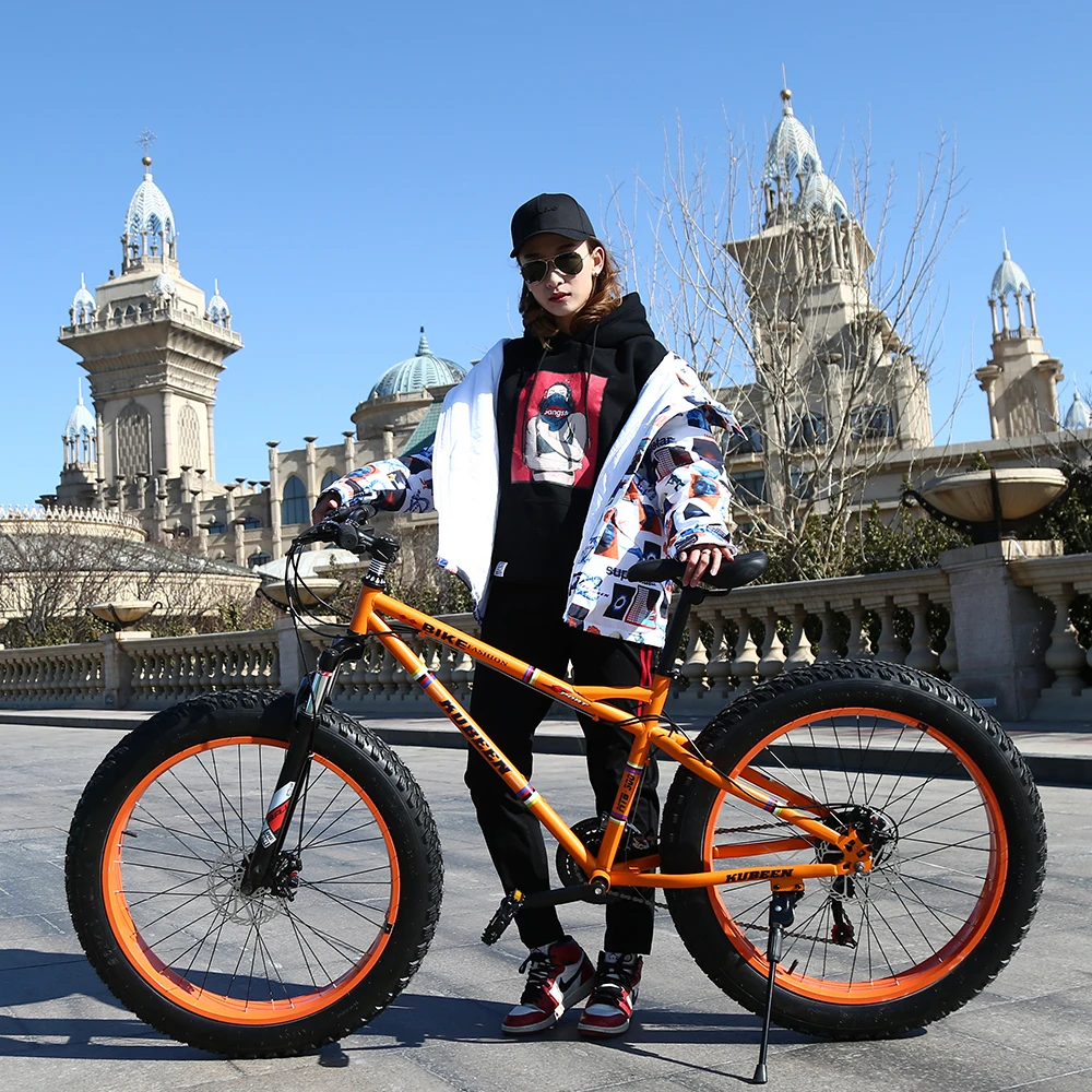 Best KUBEEN  7/21/24/27 Speed 26x4.0" Fat bike Mountain Bike Snow Bicycle Shock Suspension Fork bicicleta 4