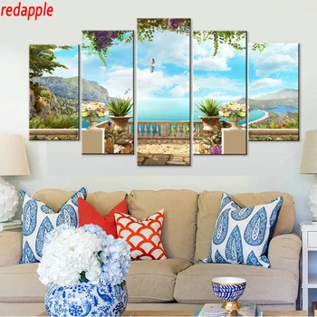 

embroidery decor full drill Diamond painting Blue Sky sea landscape 5d Cross Stitch Rhinestone mosaic 5pcs garden nature scenery