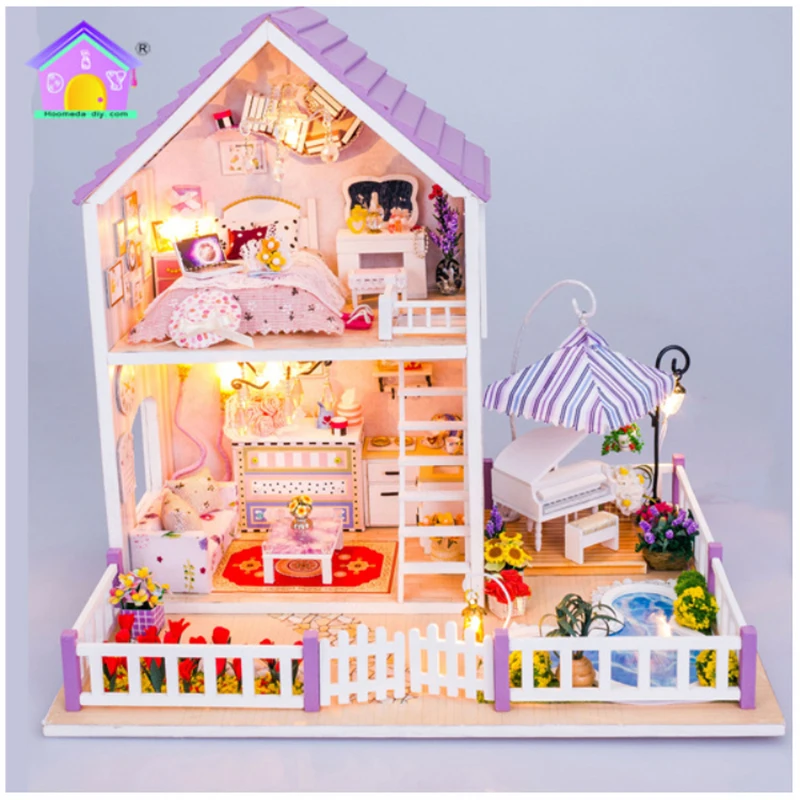 Романтические фиолетовые куклы дом ручной работы DIY игрушки для дома Креативные