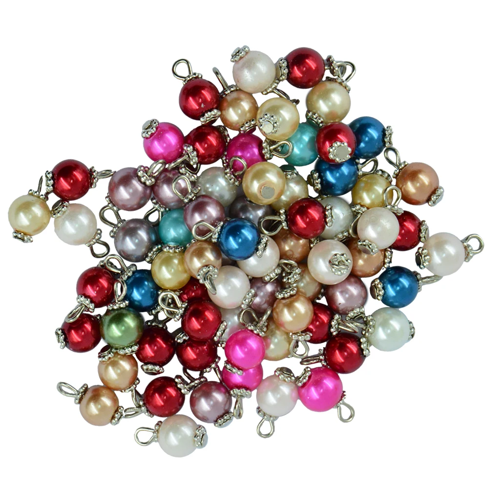 100pcs Assorted Colors Charms Glass Pearl Pendant for Dangle Earring Bracelet Jewelry Making Accessories 14 x 8 mm