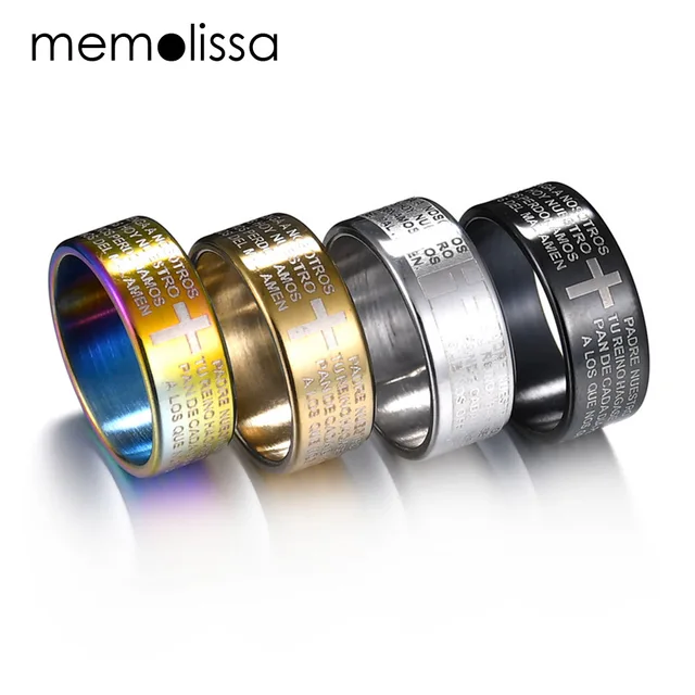 MMS Fashion 316L Stainless Steel rings for men and women Bible Lord's Prayer Cro MMS Fashion 316L Stainless Steel rings for men and women Bible Lord's Prayer Cro