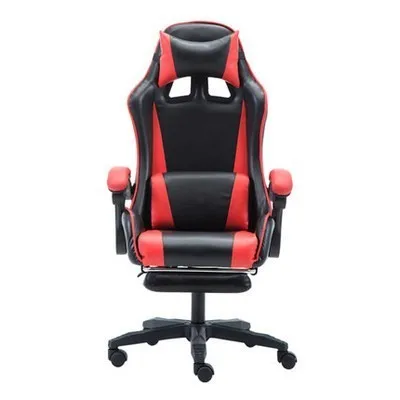 Luxury Quality Jh701 Boss Silla Gamer Live Synthetic Leather Chair Can Lie Ergonomics Wheel Massage Office Furniture Nylon Feet - Color: red 1 footrest