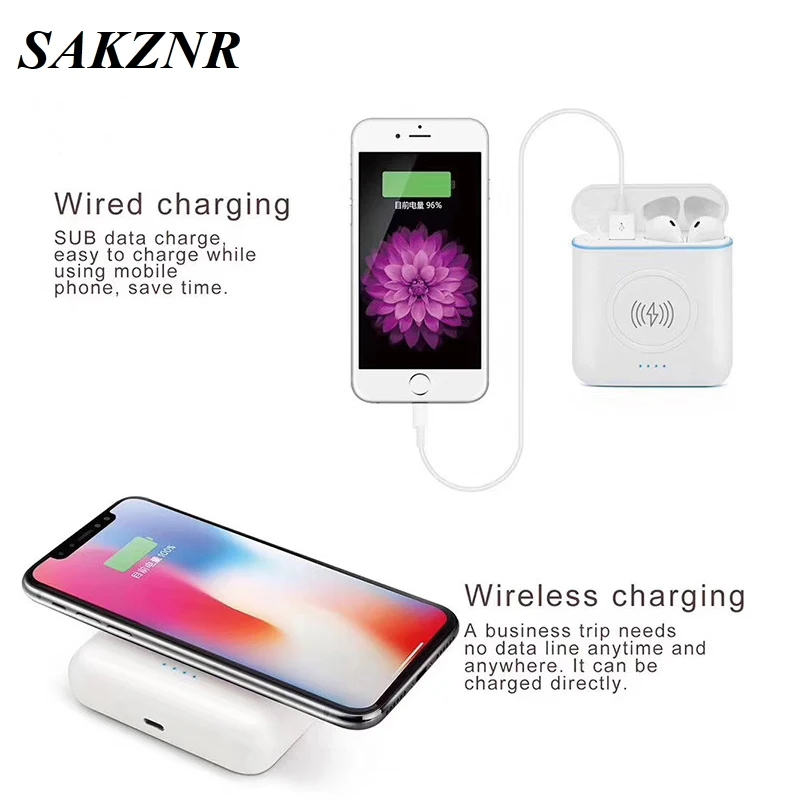 

SAKZNR XT6 TWS Bluetooth Headset 5200mA Mobile Power Wireless Charger 4.2 Stereo Wireless earphone Sports earphone