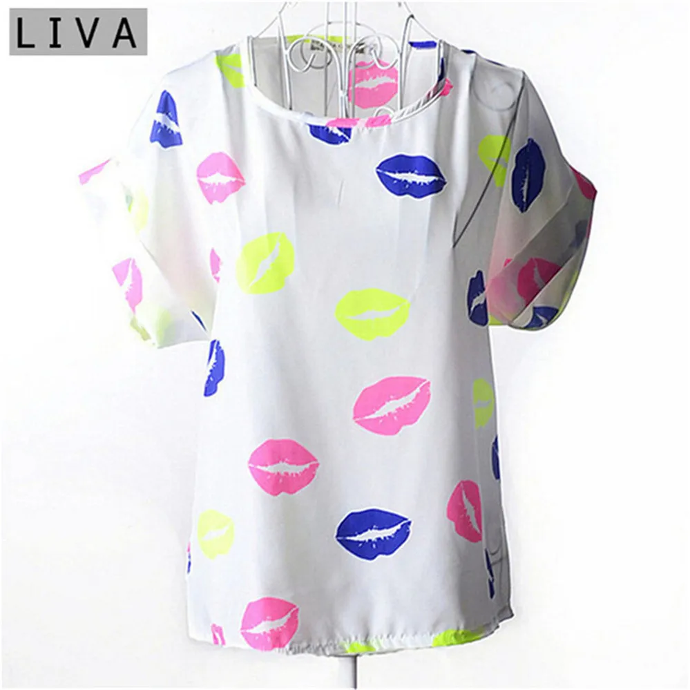 Summer Vintage Wheels Blusas Femininas Womens O-Neck Front Up Short Sleeve Blouse Sexy Multicolor Chiffon Shirt Tops Plus Size (31)