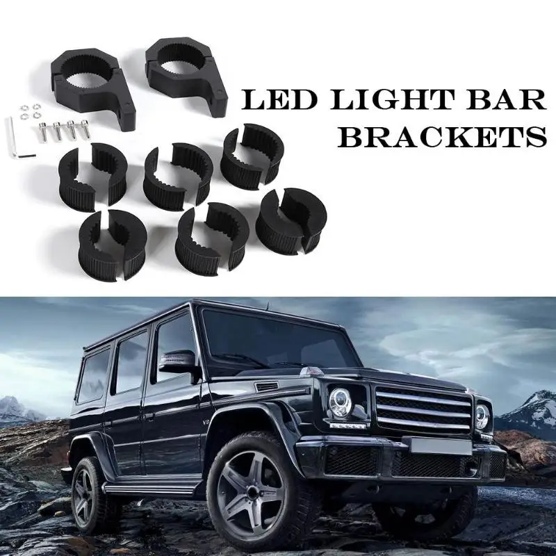 2pcs Mount Brackets LED Offroad Work Light Tube Clamp Roof Roll Cage Holder