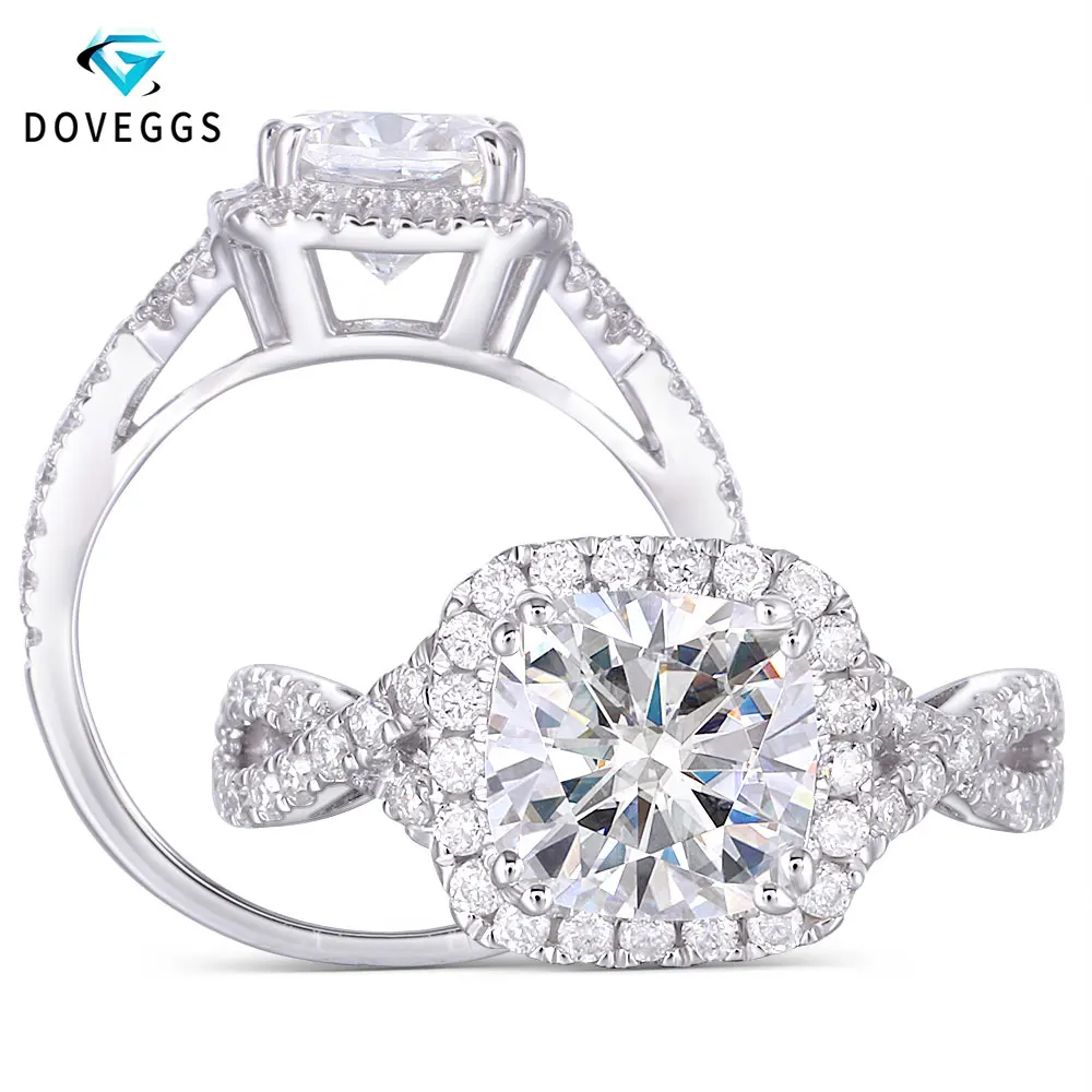DovEggs классическое твердое Стерлинговое Серебро 925 пробы в центре 2ct 7 5*7 5 мм цвет GH