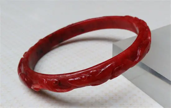 

FREE SHIPPING>>>@@ NEW VINTAGE HAND-CARVED CHINESE NATURAL RED JADEITE BANGLE JADE BRACELET 65.6MM NEW