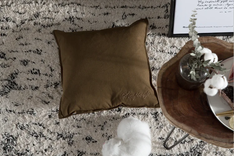 Дома DecorativeThrow подушки хлопок холст сплошной цветная наволочка японские цветной с буквами вышитая подушка крышка