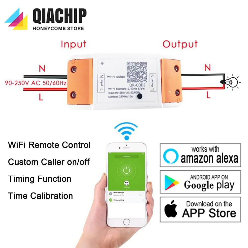 

WiFi Smart Switch Wireless Remote Control EU 110V 220V Light Timer Relay Switches Home Automation Module Works With Amazon Alexa