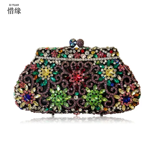 XIYUAN бренд блестящие Роскошные театральные сумочки драгоценный камень бриллиант кристалл Женский Повседневный клатч вечерние сумочки Свадебная сумка pochette женская сумка