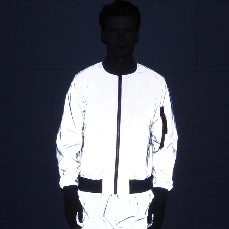 

Dropshipping Flight Jacket Men Spring/Autumn Windbreaker Reflective Jacket Casual Hip Hop Jackets And Coats Jaqueta Masculina