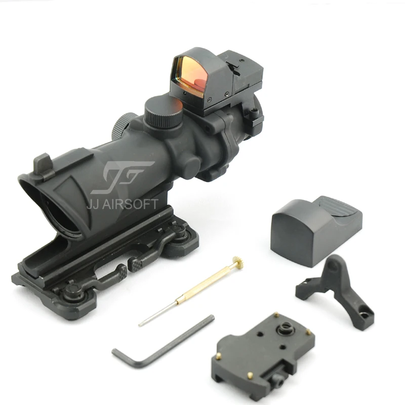 

JJ AIRSOFT ACOG Style Scope with Docter Mini Red Dot Light Sensor & QD Mount (Black) FREE SHIPPING