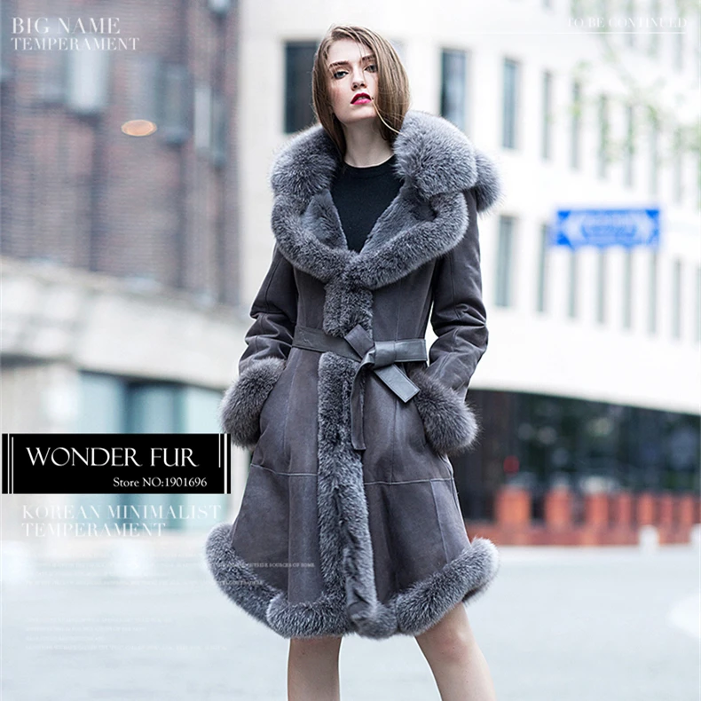 Чудесный дизайн Двусторонняя куртка с мехом кролика рекс для женщин морден шуба