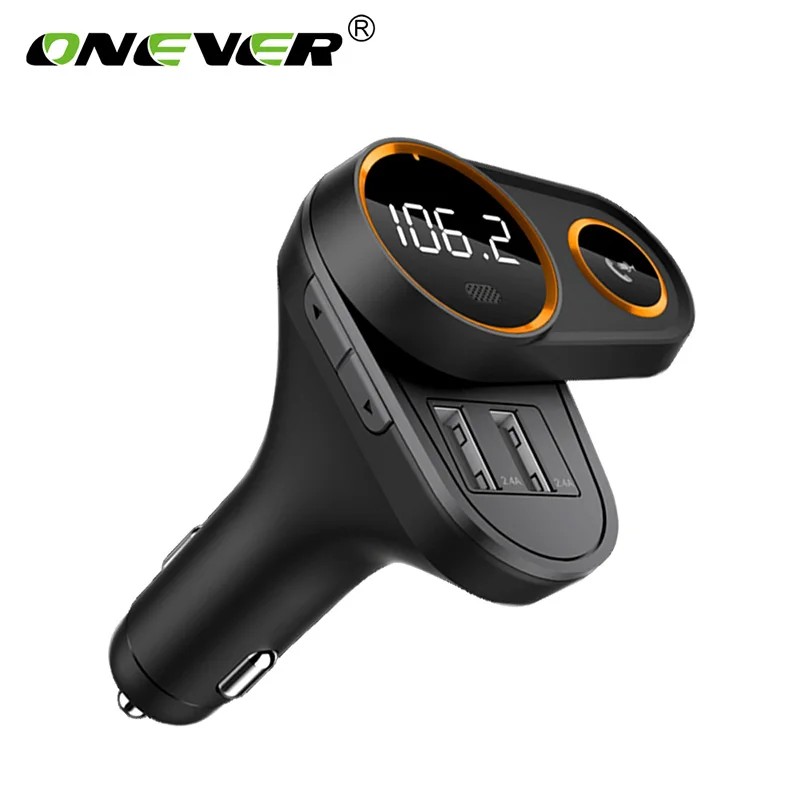 

Onever FM Transmitter Rotate Modulator Bluetooth Handsfree Car Kit Car Audio MP3 Player with Dual USB Car Charger LCD Display