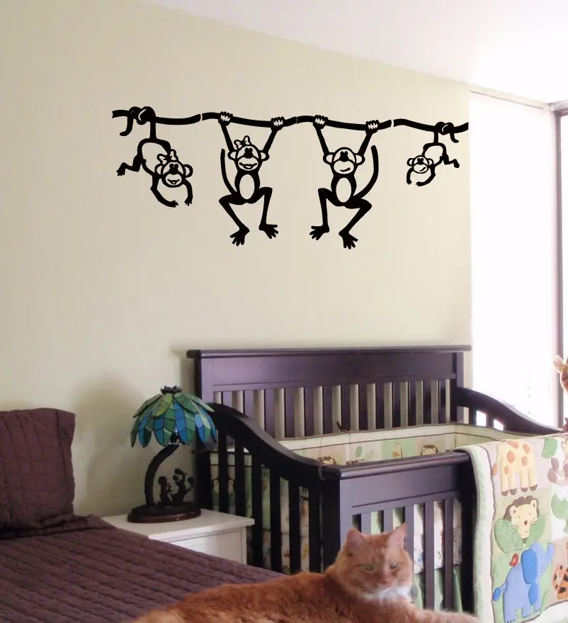 Children Room Wall Stickers Vinyl Decal Funny Monkey Animal Kids Room