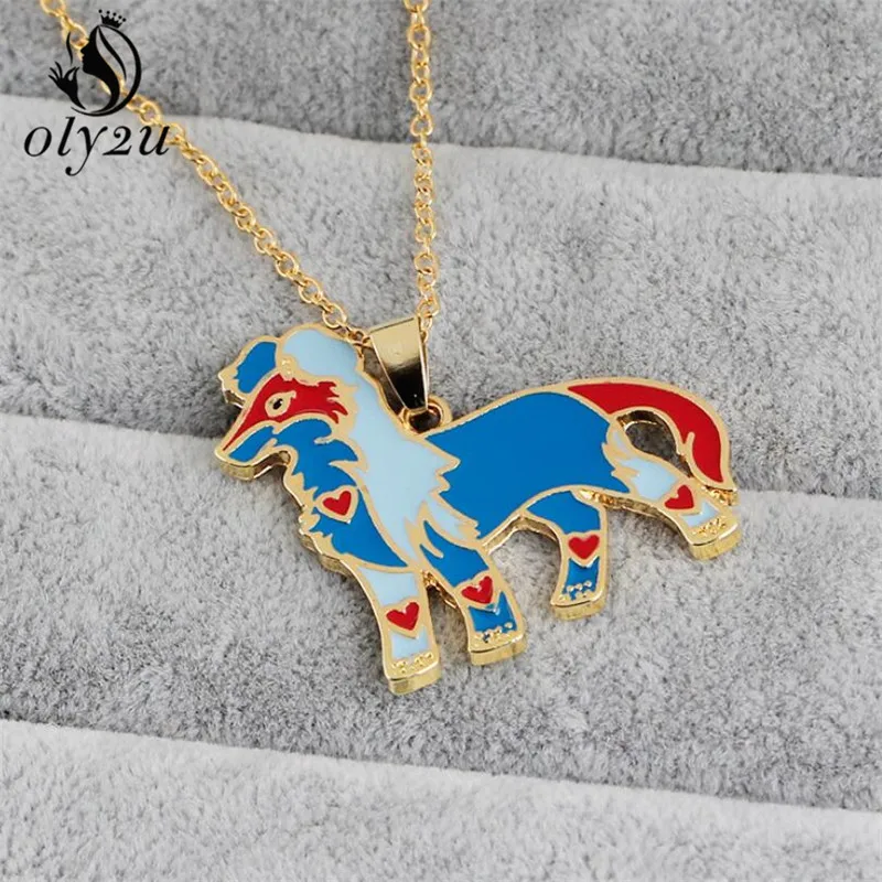 Oly2u New Fashion Pet Dog Necklace Animal Jewelry Colorful Cat Necklace Pendant Men Jewelry  Stranger Things Valentines Day Gift