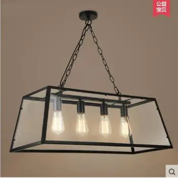 

Jing Lian United States country retro industrial iron square glass chimney loft bar coffee restaurant Pendant Lights LO72018