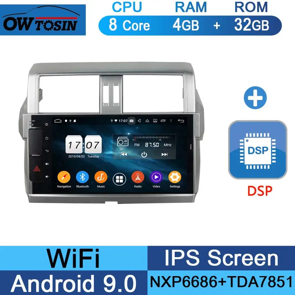10," ips Android 9,0 8 Core 4G+ 64G Автомобильный мультимедийный dvd-плеер для Toyota Prado LC150 150 Land Cruiser 2013- DSP CarPlay радио - Цвет: 32G DSP