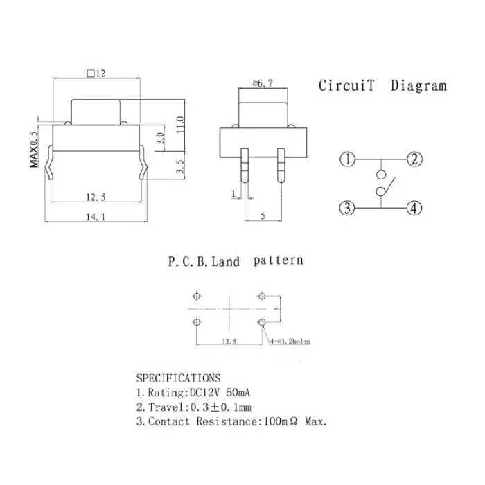 20 шт. 12x12 мм x 4,3 мм 12*12*4,3 H панель PCB мгновенный тактильный Такт кнопочный переключатель DIP