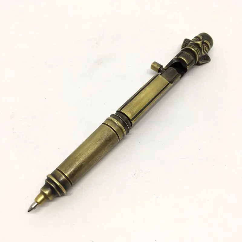 Латунь гелевая ручка ручной работы человеческая голова ручка подарок на день рождения игрушка металла Gun Pen