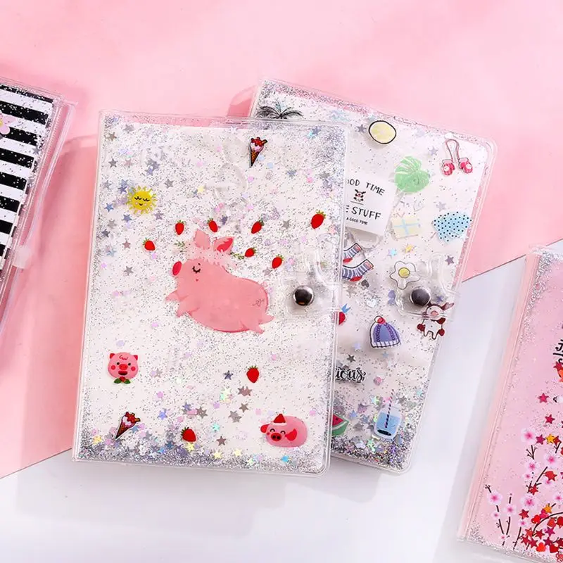 

Quicksand PVC Cover Notebook Notepad Glitter Journal Diary Memos Stationery Office Supplies Student Gifts C26