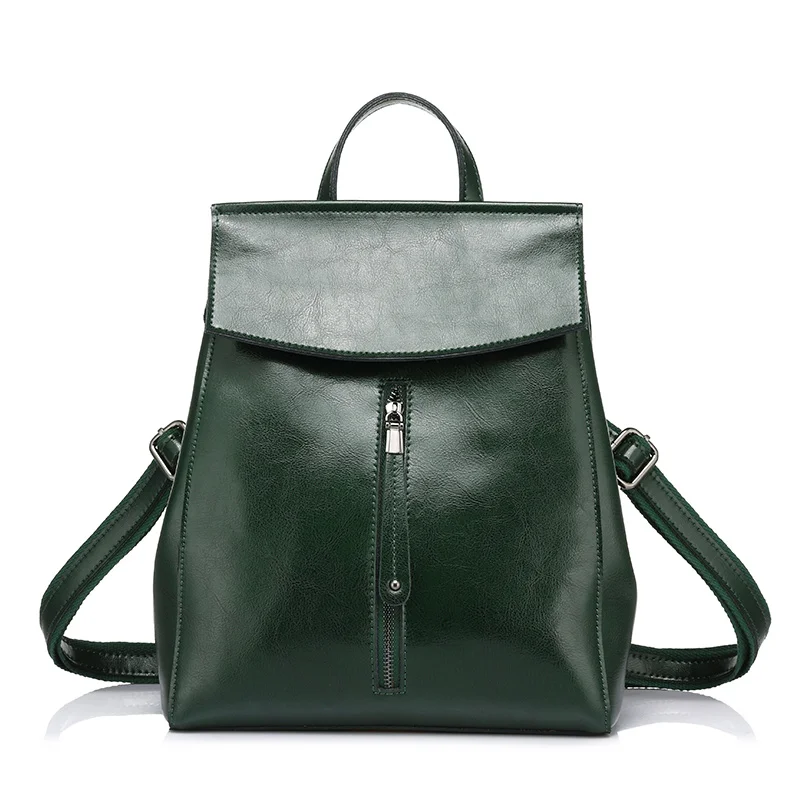 REALER рюкзак женский сплит-кожа, школьный рюкзак для девочек и подростков, рюкзак на плечо и через плечо для женщин с цепью и замкам - Цвет: Green