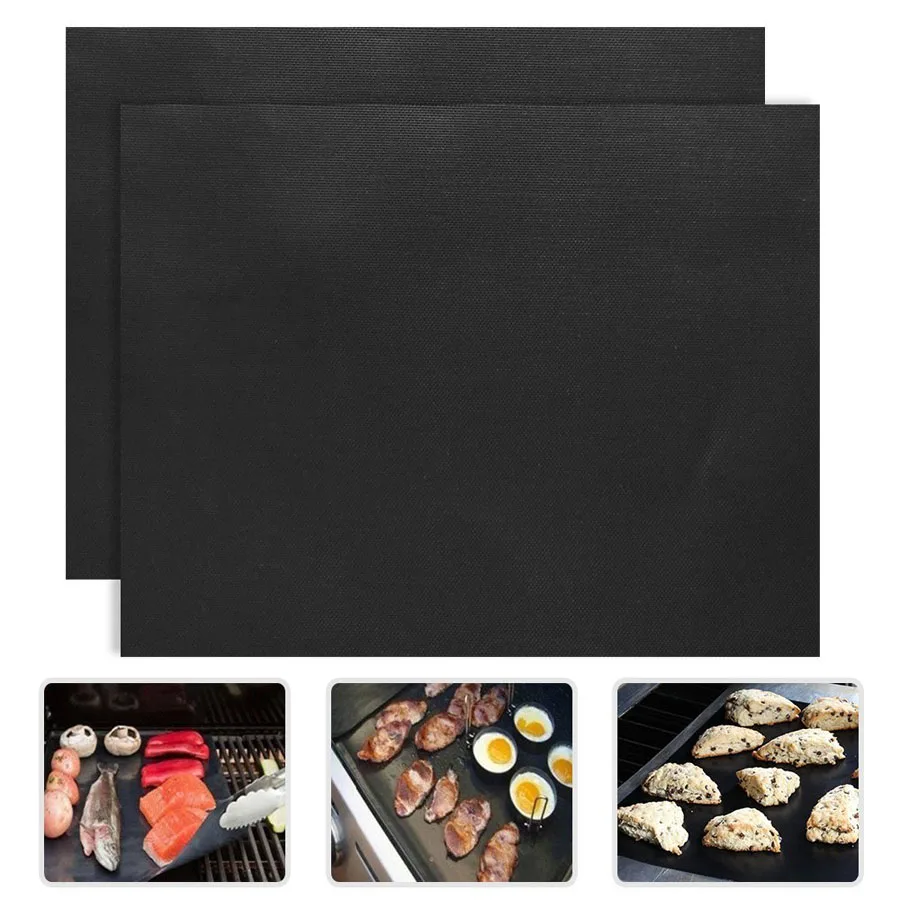 2pcs Teflon Fiber Barbecue Grill Mats Non stick BBQ Grill Mat Plate
