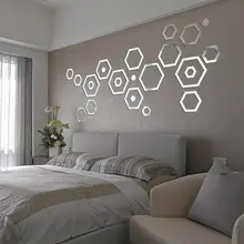 Модные 24 шт. Акриловые 3D зеркальные наклейки на стену, виниловые Стикеры для декора, vinilos decorativos para paredes