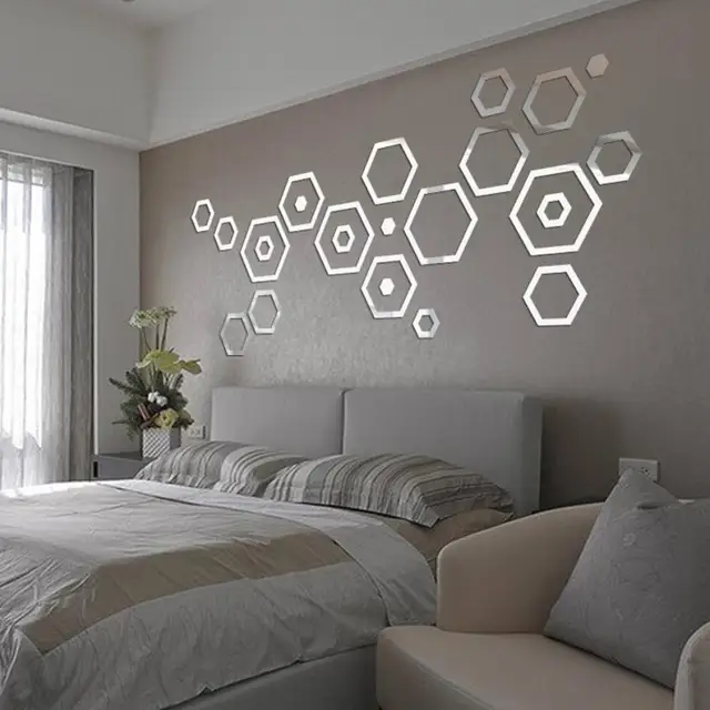Fashion 24pcs Acrylic 3D Mirror Effect Wall Stickers Home