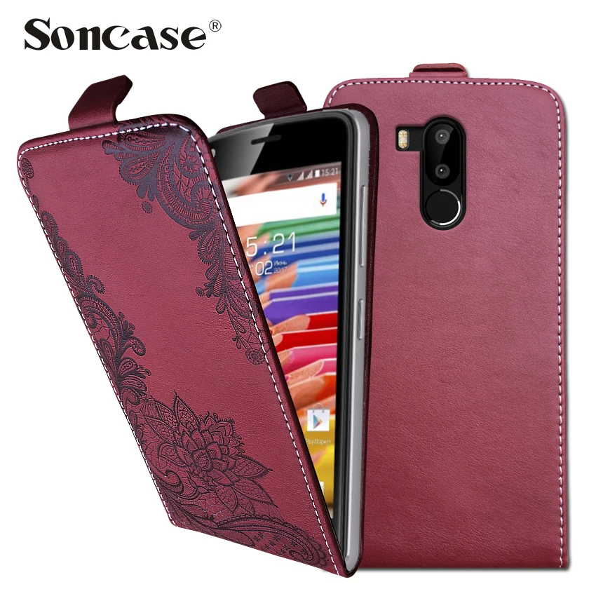 

3D Stereo Embossing lace flower butterfly flip up and down leather phone bag cover case for Vertex Impress Vega