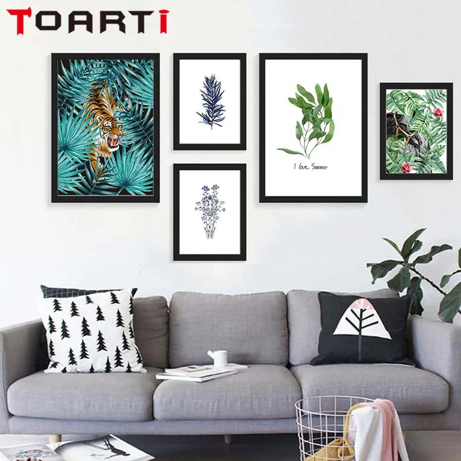 Nordic Natural Animals Bird Elephant Plant Tropical Leaf Art Canvas Painting Poster A4 Wall Picture Modern Home Decor No Frame | Дом и сад
