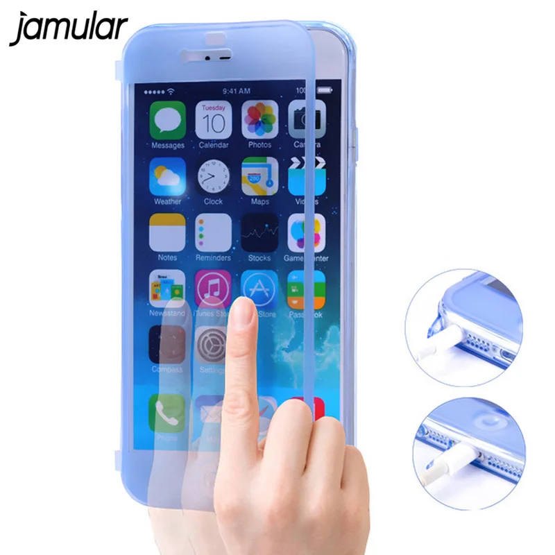 

360 Degre Full Body Protective Transparent Clear Soft Gel TPU Case For iphone 6 6s 6 Plus Wrap Up Flip Cover Phone Bags Skin