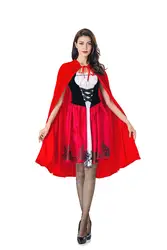 Красная Шапочка костюмы взрослых для Для женщин фантазии взрослого Хэллоуин Косплэй Фантазия платье + плащ Косплэй костюм для вечерние