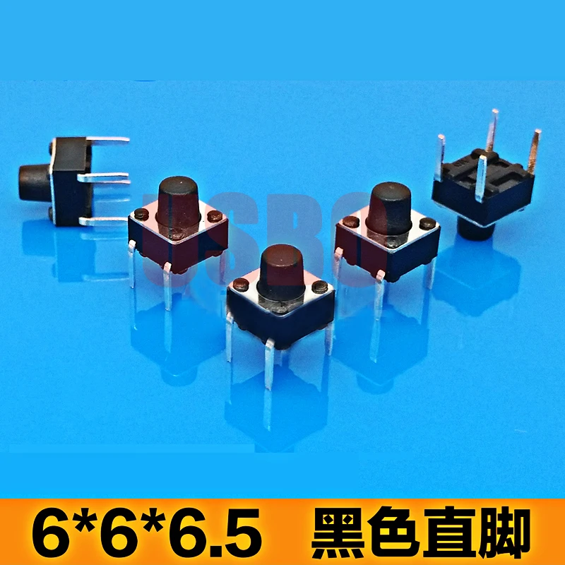 4 PinsTactile Push Button Switch At Right Angles To The Touch Black 6*6