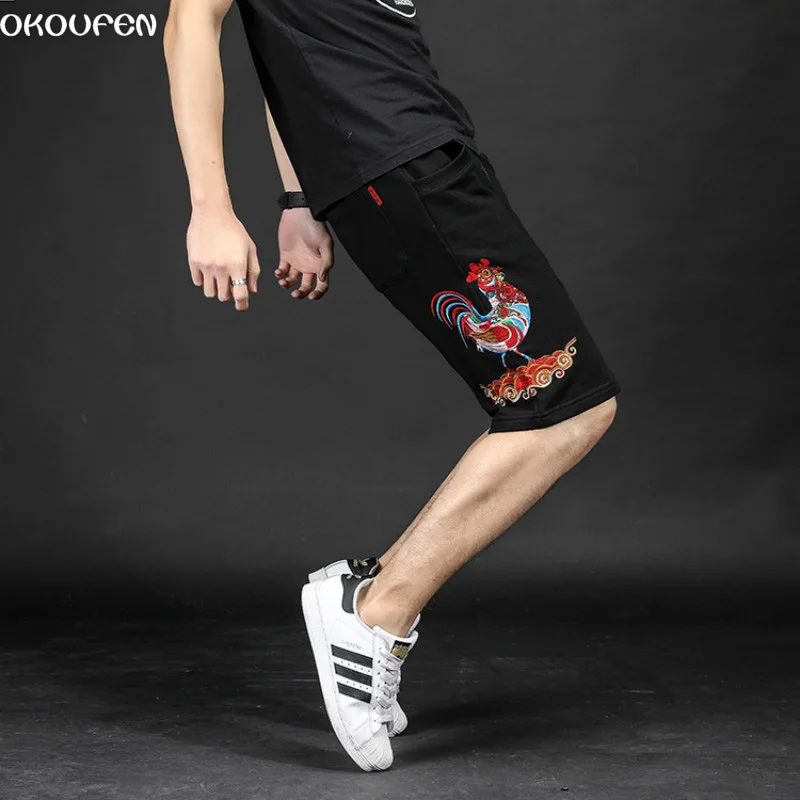 Embroidered Chicken 95 Cotton Brand Shorts Men Casual Shorts