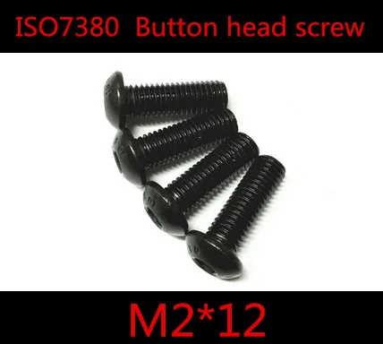 

100pcs/lot ISO7380 Grade10.9 Black M2 x 12 M2*12 Hexagon Socket Button Head Screw , M2 Pan Head Hex Socket Screw