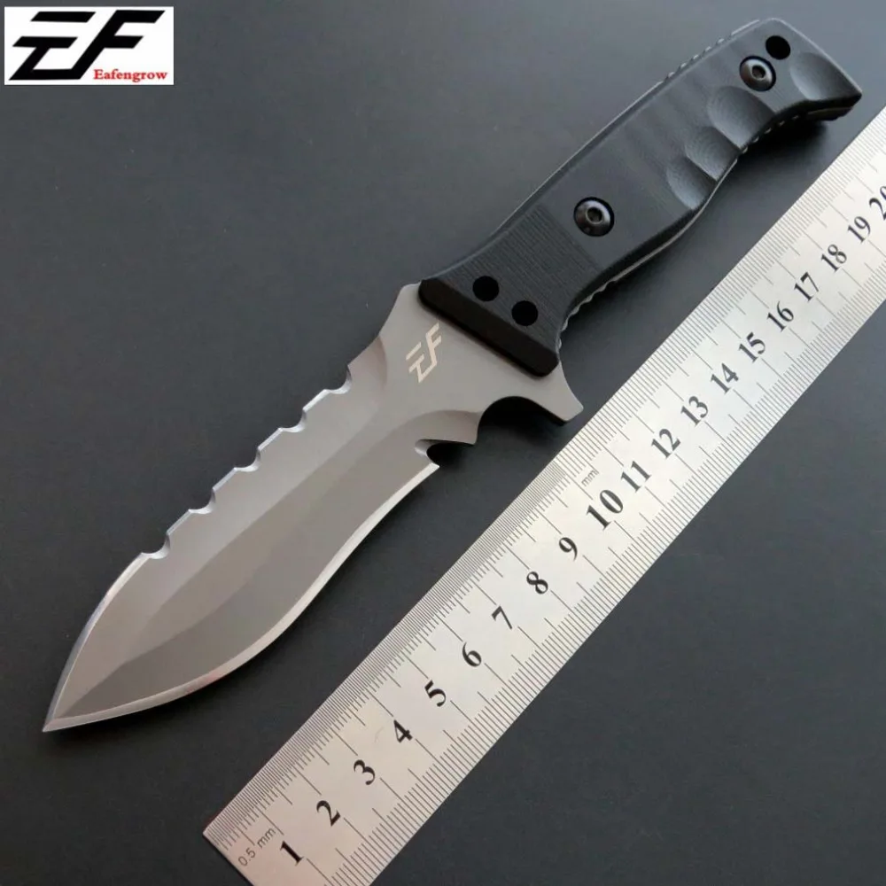 

New arrived EF22 EDC Hunting Knife 440C titanium surface steel blade Straight Knife outdoor Camping tool knife