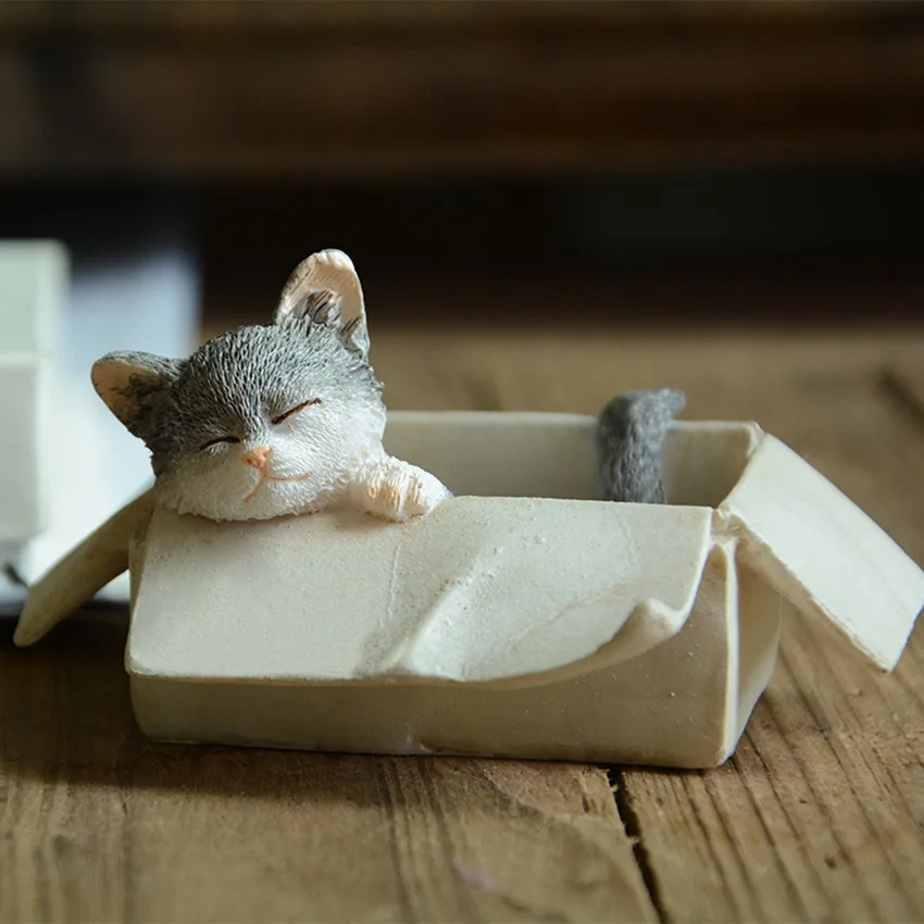 Creative Animal resin cat miniature Figurine Craft teraryum fairy garden miniatures Mini home