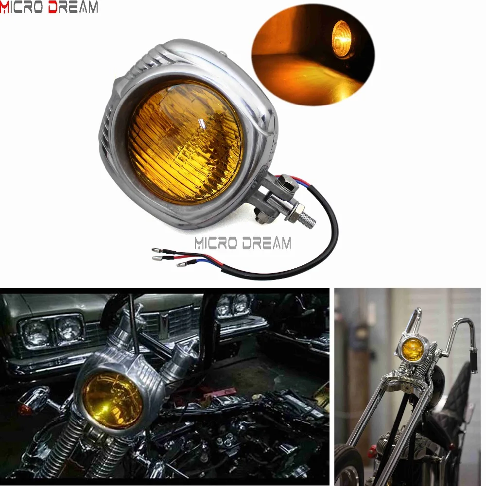 

4.5" Motorcycles Sealed Beam Vintage Retro Headlight Polish Electroline Style Head Light For Harley Touring Softail Cafe Racer