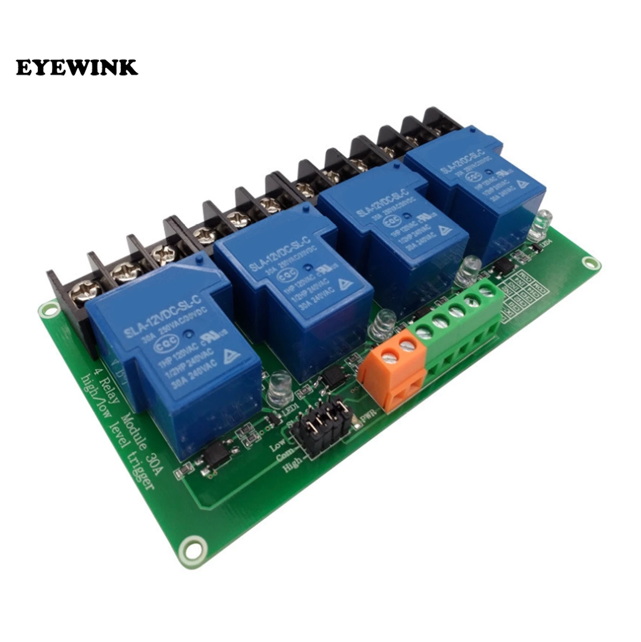 

four 4 channel relay module 30A with optocoupler isolation 5v 12v 24v supports high and low Triger trigger for Smart home