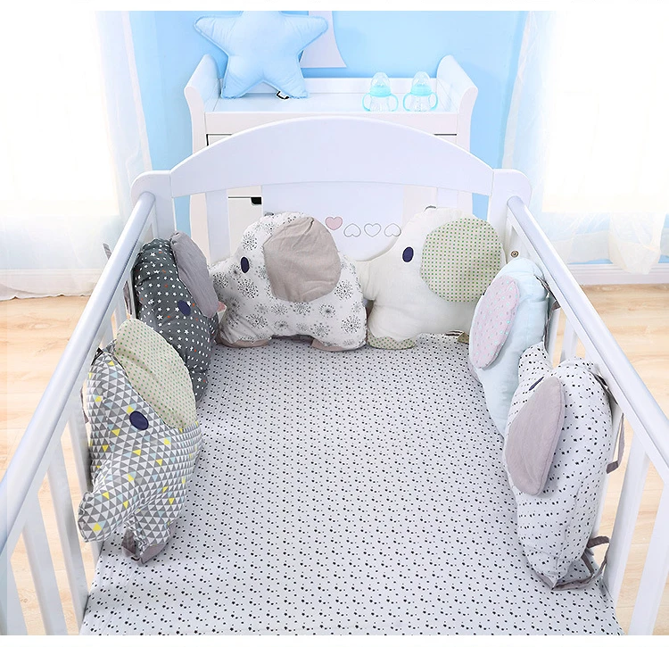 6 шт./компл. для детской кроватки, подушка с изображением слона, для младенцев, для маленьких бампер мягкое детское постельное белье вокруг протектор