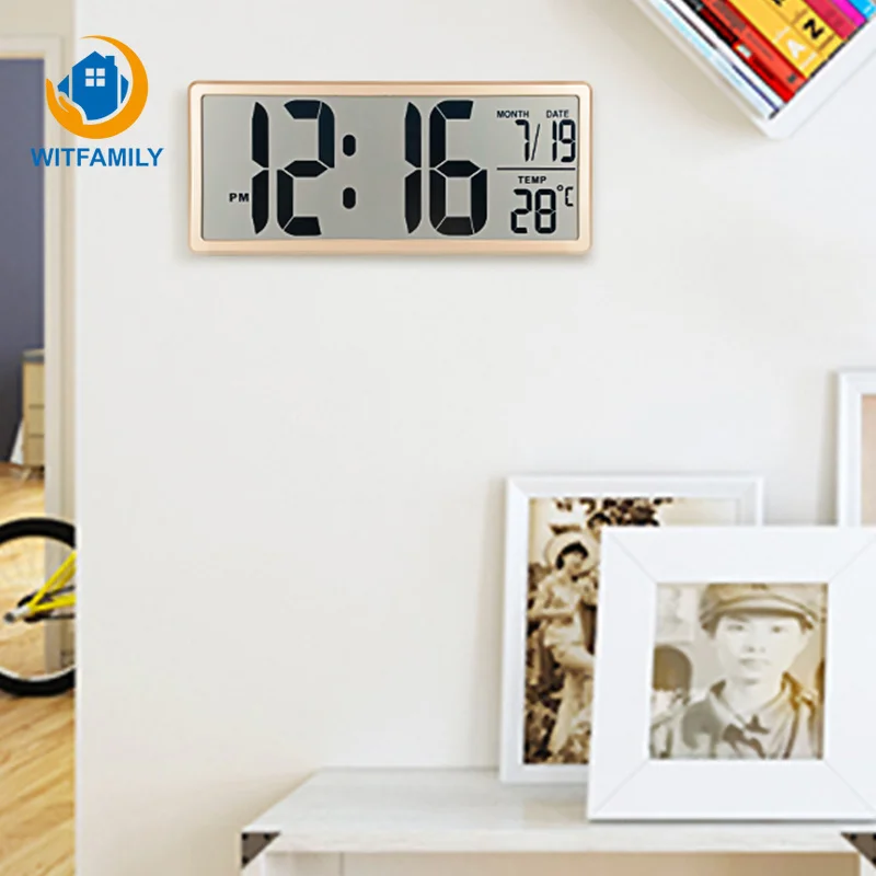 

Extra Large Vision Digital Alarm Clock 13.8 Inch Wall Table Clocks LCD Display Alarm Snooze Calendar Indoor Temperature Display