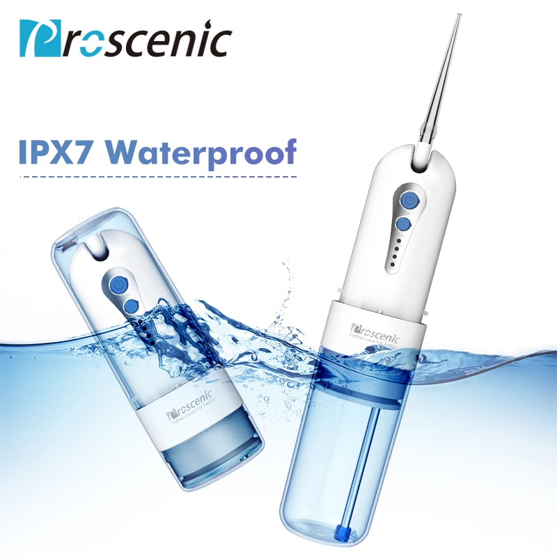 

Proscenic Cordless Water Flosser Oral Irrigator USB rechargeable Dental Care Oral Irrigator IPX7 Water Jet Pick Teeth Clean