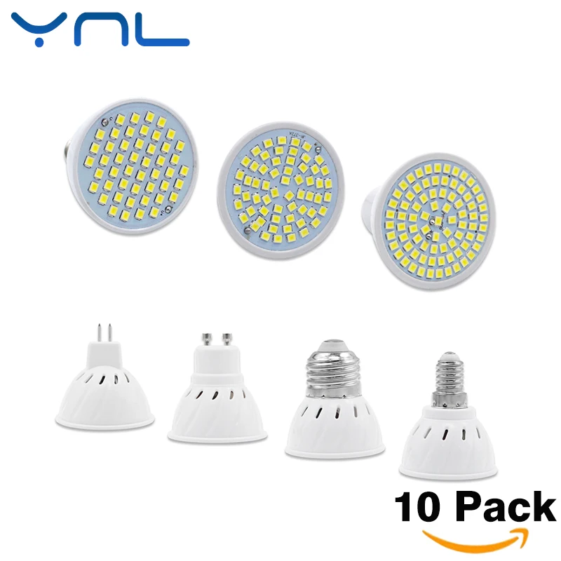 YNL 10Pcs/lot New Arrival SMD 2835 GU10 E27 E14 MR16 LED Lamp 220V 240V LED Spotlight 3w 5w 7w Light Bulbs LED for Chandelier