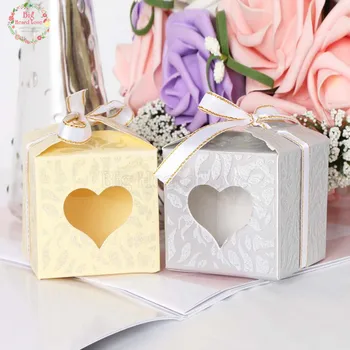 

50pcs Wedding Candy Box Heart Design Wedding Favors and Gifts for Guests Baby Shower Party Supplies