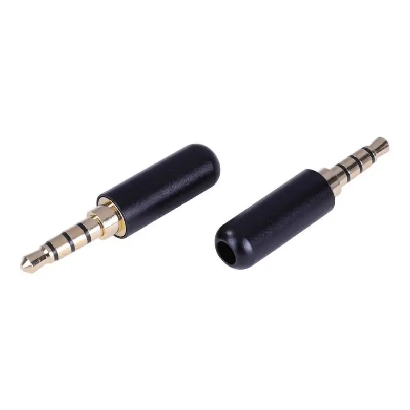 2pcs High Quality 3 5mm Audio Jack Plug 4 Pole Gold plated Earphone Adapter For DIY Stereo Headset Repair Headphone