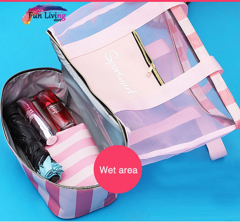 Сумки для плавания, женские спортивные сетчатые сумки, сумки для мокрого и сухого купальника, сумки для путешествий, бассейна, пляжа, Коллекция сумок Rcbag025