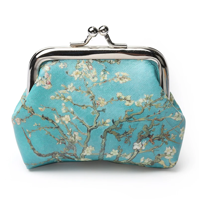 1Pcs Famous Van Gogh Oil Printing Small Wallet For Women Landscape Flower Pattern Mini Hasp Coin Purses Money Card Handbags